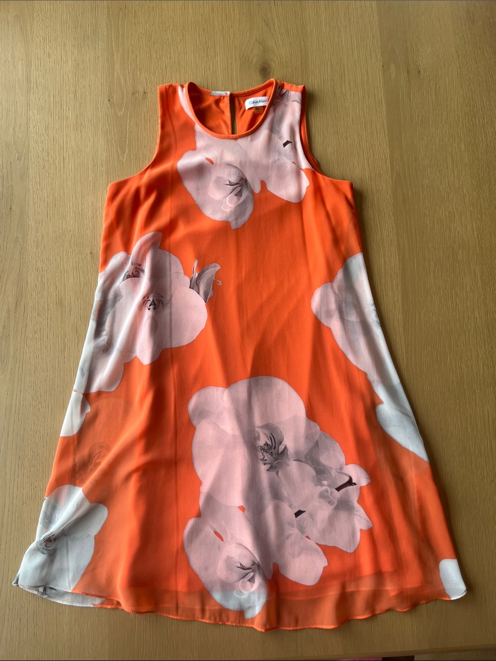 Calvin Klein Orange Floral Dress Size 6